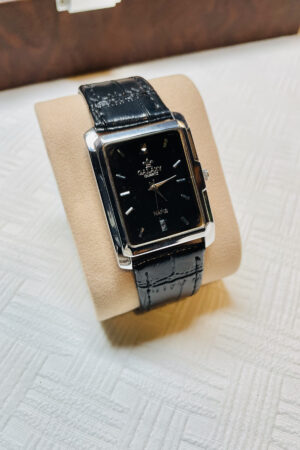 Vantage Classic Rectangular Watch For Men – Black Leather Belt Edition